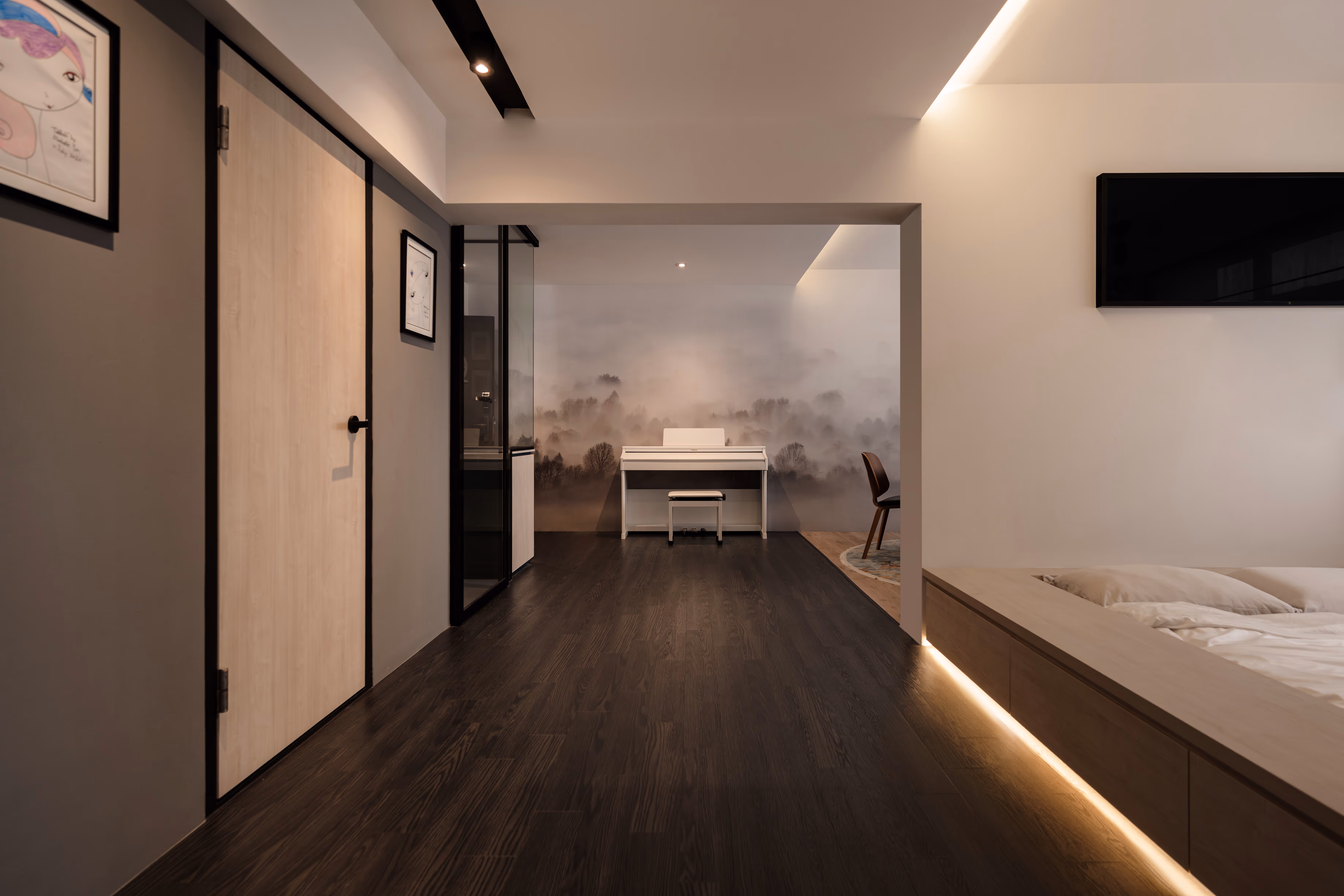 Interior of the Duxton Loft, a compact shophouse loft in the CBD